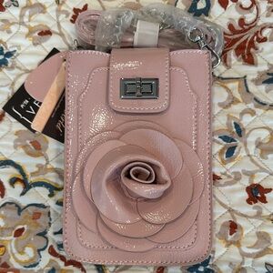 Pink Crossbody Bag with Floral Design